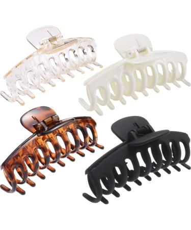 GQLV 4 PCS Large Hair Claw Clips for Women 4.4 Inch Big Banana Hair Clips for Thick Hair/Thin Hair Nonslip Jaw Hair Clips Butterfly Hair Clips  Hair Barrettes  Fashion Accessories for Girls (A-4pcs classic)