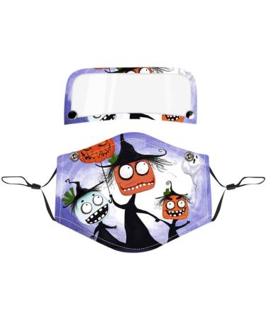 ZLUU 5PCS Halloween Adults Protective Face Mask Personalized Patterns Face Cover Safe Skin Friendly Face Sheild Washable Reusable Halloween Adult Reusable Protect Face Mask with Detachable Eyes Shield - Buy Online on GoSupps.com