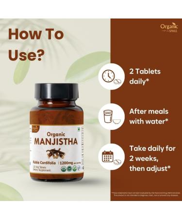 ORGANIC SPREE Manjistha, Neem & Aloe Vera Supplement 120 Tablets Each USDA Organic, Supports Skin & Digestion Rubia Cordifolia, Azadirachta Indica & Aloe Barbadensis - Buy Online on GoSupps.com