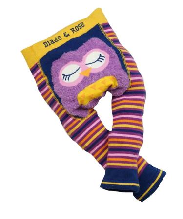 Blade & Rose Betty Owl Leggings | Toddler and Baby Girls Knit Leggings | Purple | from 0-4 Years