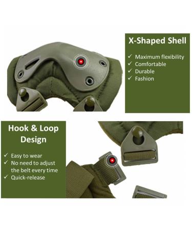 Bargain Crusader Military Tactical Knee and Elbow Pad Set - X-Shape Black for Combat, Paintball, Outdoor Sports - Buy Online on GoSupps.com