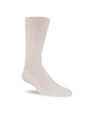 JB Field's 98% Cotton "Non-Binding" Cushion Sole Socks (2 Pair) X-Large White