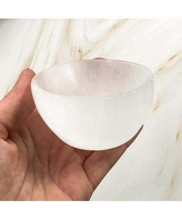 Selenite Crystal Charging Bowl - White Cleansing Altar Bowl for Meditation, Spiritual Recharging, and Crystal Decor - 6cm - Buy Online on GoSupps.com