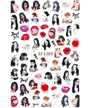 Decoration Red Lips Luxury Valentines Love Heart 3D Nail Stickers Decals(XF3389) - Buy Online on GoSupps.com