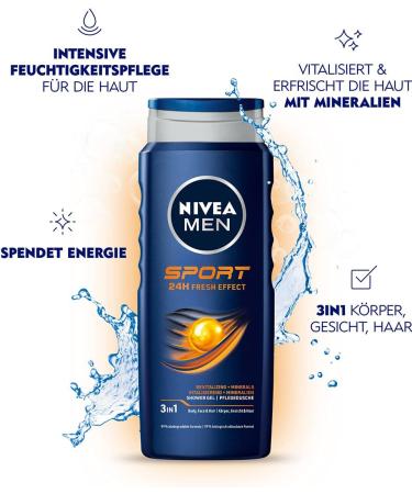 LEVEL MEN NIVEA MEN Sports shower gel 400 ml vitalizing and caring shower gel with minerals refreshing shower for active men - Buy Online on GoSupps.com