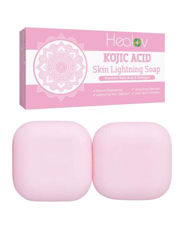 Healov Kojic Acid Soap for Face & Body - All Natural Kojic Acid with Collagen Skin Soap Bar - Kojic Face Soap for Even Tone  Bright Complexion  Glowing Skin - 5.6oz Kojic Acid Soap for All Skin Types