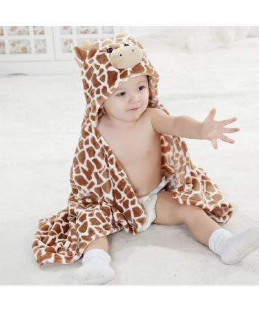 Gneliwm Baby Hooded Blanket Swaddle Wrap | Soft Plush Bath Towel for Newborns, Infants, and Toddlers - Brown - Buy Online on GoSupps.com