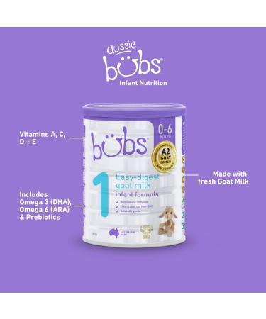 Bubs Goat Milk Infant Formula Stage 1 | 0-6 Months | Natural Goat Milk | 28.2 oz - Buy Online on GoSupps.com