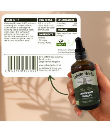 Indigo Herbs Melissa tincture 100 ml - Buy Online on GoSupps.com