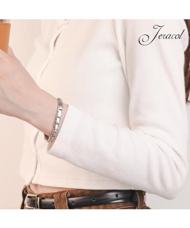 Jeracol Titanstahl Magnetic Hard Band for Women | Adjustable 3500 Gauss Magnetic Bracelet with Distance Tools | Silver Jewelry - Buy Online on GoSupps.com