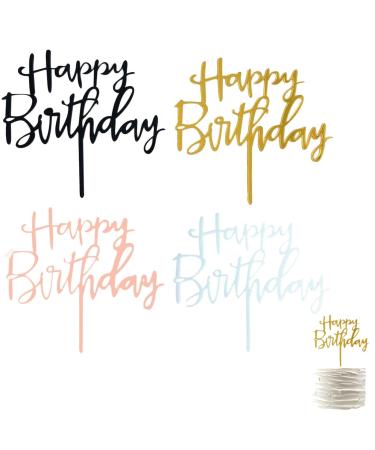4 Pieces Happy Birthday Cake Topper Cake Decoration Supplies Cake Topper Cake Toppers Birthday Personalised for Birthday Cake Decorations Supplies (Multicolor)