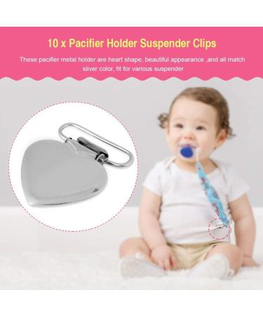 10Pcs Heart Shaped Pacifier Clips - Metal Suspender Clips for DIY Toy Holder & Pacifier Strap Holder - Buy Online on GoSupps.com