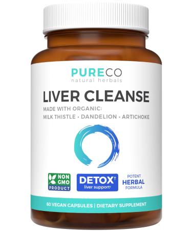 Organic Liver Cleanse Detox & Repair - Milk Thistle Extract (80% Silymarin)  Dandelion Root  Artichoke Leaf & Yellow Dock Extracts - Liver Detox Supplement - Support Health Formula - 60 Vegan Capsules