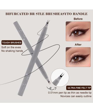 Waterproof Liquid Eyeliner Dual Tip Eyelash Pencil Quick Dry Eye Pencil Waterproof Smudge-proof Two-prong Bottom Eyelash Pen for Women - Buy Online on GoSupps.com