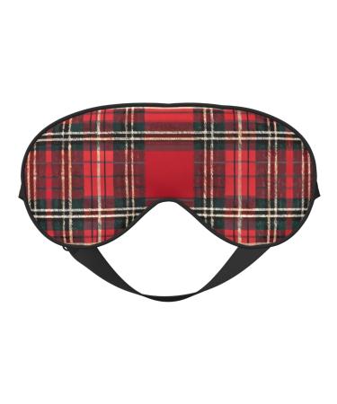 SSIMOO Plaid Red and Black Sleep Mask-Adjustable Breathable Fashionable Eye Mask for A Comfortable Sleep Experience