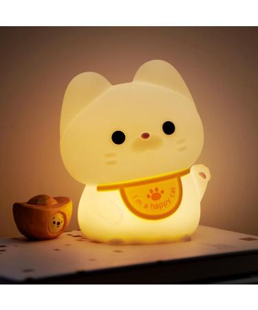 OkiyiD Cat Night Light Fortune Cat Lamp - Touch Control, Rechargeable, Dimmable Bedside Lamp for Nursery - Perfect Cat Gift for Girls and Boys! - Buy Online on GoSupps.com