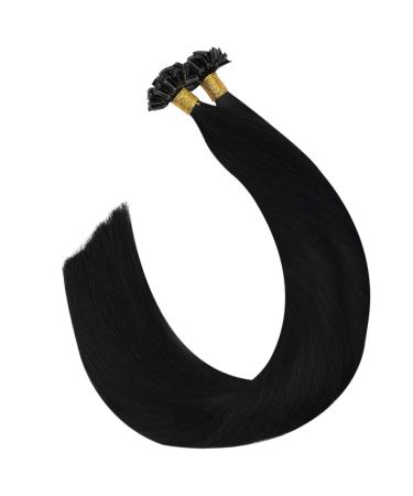 UGEAT Black Keratin Bonded Hair Extensions - Real Remy U Tip Extensions - 50cm (20 Inch) - 50g (50 Pieces) #1 Black - Buy Online on GoSupps.com