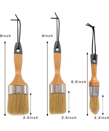 Mister Rui Chalk Wax Paint Brush Set - 3 Pcs Large Brushes for Chalk & Furniture Paint - Natural Bristles - Ideal for Acrylic/Milk Paint - Includes 1 Small Round & 2 Large Oval Brushes - Buy Online on GoSupps.com