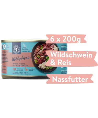 Pets Deli Wild Boar Wet Dog Food 6x200g - Gluten & Sugar-Free with Rice Celery Beetroot & Oregano | Premium Quality - Buy Online on GoSupps.com