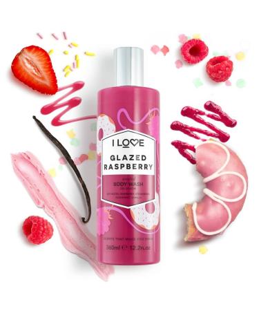 I LOVE Glazed Raspberry Scented Body Wash | Moisturizing Bubble Bath - Strawberry & Vanilla Fragrance - 12.7 oz - International Shipping Available - Buy Online on GoSupps.com