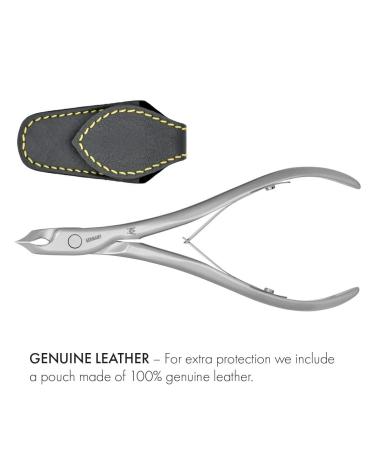GERMANIKURE Tower Point Cuticle Trimmer - 3/4 Full Jaw Nipper - Ethically Made in Germany - FINOX Stainless Steel Sharp Cuticle Remover - Professional Manicure Tool in Leather Case - Buy Online on GoSupps.com