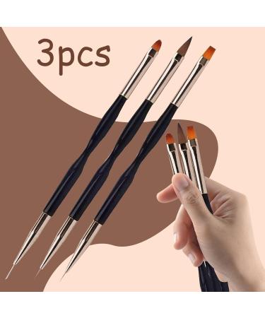 Professional 3-Piece Nail Art Brushes Set for Gel Polish - Double Ended Design for DIY Polygels Manicure & Ombre - Fine Liner & Drawing Paint Pen Varnish Tool (8/9/12mm) - Buy Online on GoSupps.com