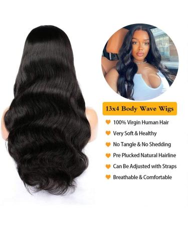 Exalelr 20 Inch Body Wave Lace Front Wig Human Hair HD Lace 150 Density - Natural Black for Black Women - Buy Online on GoSupps.com