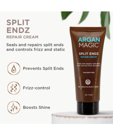 Argan Magic Split Endz Cream - Repair Frayed Ends, Prevent Breakage, Frizz Control - 6 oz, Made in USA, Paraben & Cruelty Free - Buy Online on GoSupps.com