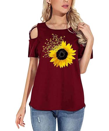 Women's Cold Shoulder O-Neck Blouse - Summer Casual Loose Top - X-Large - Buy Online on GoSupps.com