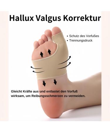 2 Pack Hallux Valgus Correction Bandage with Gel Pad - Elastic Bunion Sleeve for Pain Relief | Beige Orthopedic Support - Buy Online on GoSupps.com