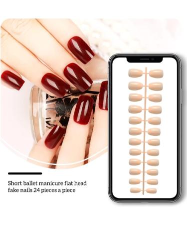 dijiusidy 24 Pieces Short Ballerina Scratch-resistant Coffin False Nails Colorful Solid DIY Artificial Colour-fast Acrylic Nail 9flesh color - Buy Online on GoSupps.com