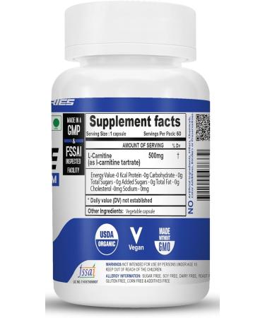 NutriJa L-Carnitine L-Tartrate 1000mg Supplement | Converts Fat into Energy Boosts Energy & Performance | Supports weight Loss | Fastest Muscle Recovery & Reduces Soreness (60 Capsules) 60 count (Pack of 1) - Buy Online on GoSupps.com