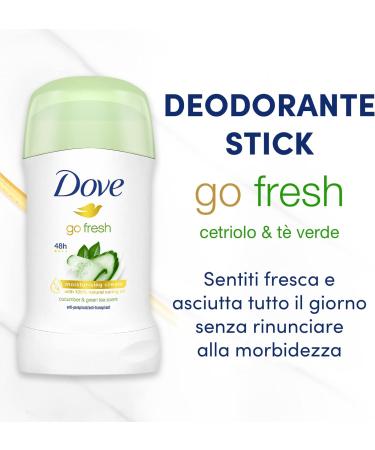 Dove Go Fresh Cucumber and Green Tea Deodorant Stick 40ml Pack of 6 Cucumber Fresh Green Tea 40 g (Pack of 6) - Buy Online on GoSupps.com