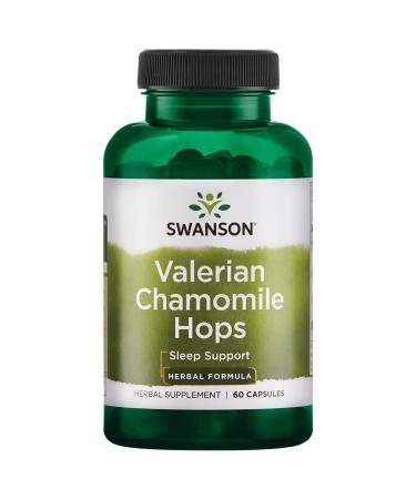 Swanson Valerian Chamomile Hops Sleep Complex 60 Capsules