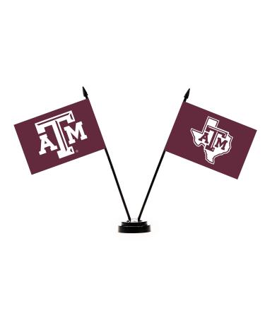 NCAA Texas A&M Aggies Unisex NCAA 2-Flag Desk Setncaa 2-Flag Desk Set, Maroon, One Size