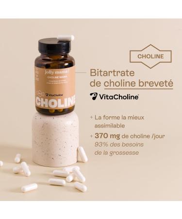 Jolly mama! Choline Mama | Bitartrate de Choline Brevet e | Vitacholine | Hautement Assimilable | Compatible Grossesse et Allaitement | Fabriqu en France | 60 G lules - Buy Online on GoSupps.com