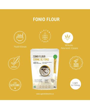 Aga's Wholesome Fonio Gluten free Flour 400g Made from Ancient African Grain Fonio Vegan Protein High Fiber Superfood Non GMO Keto Paleo Gluten Free Alternative to Wheat & Oat Flour - Buy Online on GoSupps.com