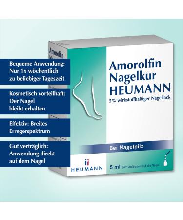 Amorolfin Nagelkur Heumann 5% Nail Polish - Effective Nail Fungus Treatment 5 ml (1 Pack) | International Shipping Available - Buy Online on GoSupps.com