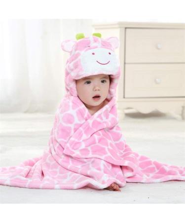Hilmocho Baby Hooded Blanket: Soft Coral Fleece Swaddle Wrap - Pink Giraffe Design - Buy Online on GoSupps.com