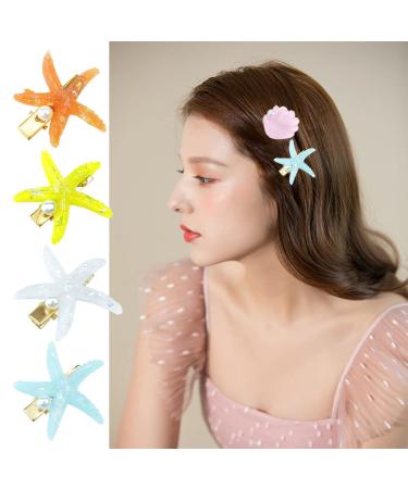 8 Pack Starfish & Sea Shell Hair Clips - Beach Mermaid Hair Accessories for Women & Girls - Buy Online on GoSupps.com