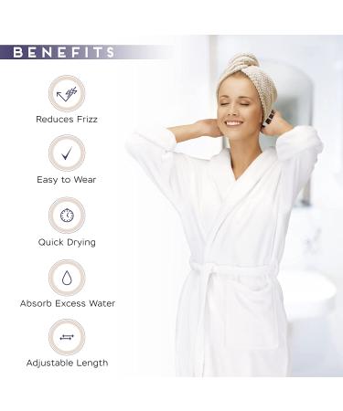 Microfiber Hair Towel 2 Pack - Quick Drying Hair Turban for Women, Men, Kids - Beige + Grey - Buy Online on GoSupps.com