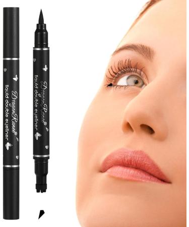 Waterproof Eyeliner Stamp Smudge Proof Ultra Thin Tip Waterproof Liquid Eyeliner - Eye Cosmetics for Valentine's Day Double Headed Liquid Eyeliner for Prom Daily Life Rowces Lazy Stamp Eyeliner - Buy Online on GoSupps.com