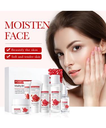 Discover Our Pomegranates Skin Care Kit | 6 in 1 Skincare Gift Set Cleanser Toner Serum & More | Moisturizing for All Skin Types - Buy Online on GoSupps.com