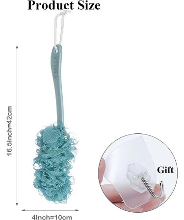 Shower Back Scrubber with Handle - PE Soft Mesh Luffa Sponge for Men & Women - Bath Brush Cyan - Buy Online on GoSupps.com