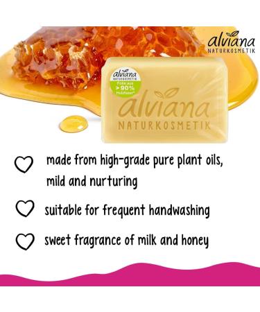  Alviana Vegetable oil soap with milk and honey 100g - Buy Online on GoSupps.com
