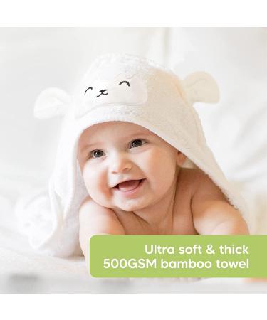 KeaBabies Organic Bamboo Baby Hooded Towel - Large Infant Hooded Towel for Girls, Boys, Newborns, Toddlers - Lamb Design - Buy Online on GoSupps.com