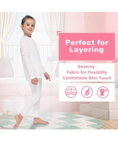 Mancyfit Girls Thermal Long Sleeve Top - Fleece Lined Underwear Baselayer | White (Small) - Buy Online on GoSupps.com