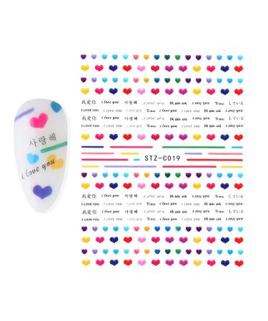 Manicure Valentine Water Tranfer Decals Sliders Red Pink Butterfly-shapeBow Love Heart 3D Nail Art Stickers(STZ-C019)