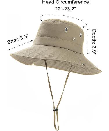 Muryobao Men's Sun Hat UPF 50+ Wide Brim Breathable Safari Cap, Khaki - Buy Online on GoSupps.com