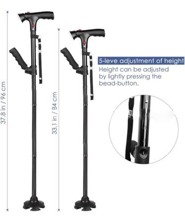 Old Man Walking Stick Free Standing Folding Cane with T Handle with High-Brightness LED Light Portable Multifunctional Outdoor Walking Stick Surprise Gift - Buy Online on GoSupps.com